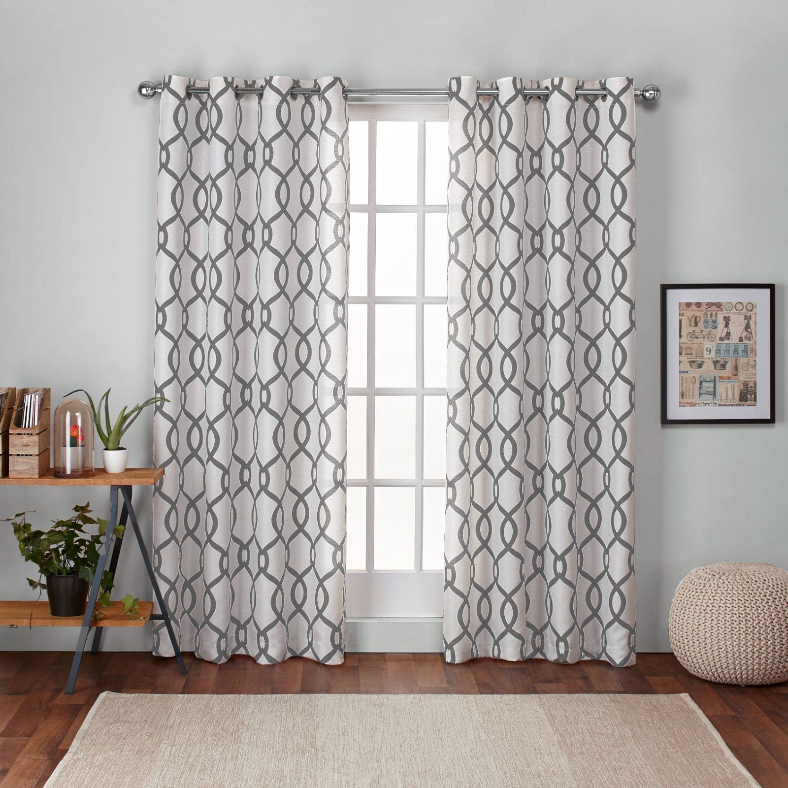 EXCLUSIVE HOME Kochi Light Filtering Linen Blend Grommet Top Curtain Panel Pair, 54"x84", Teal