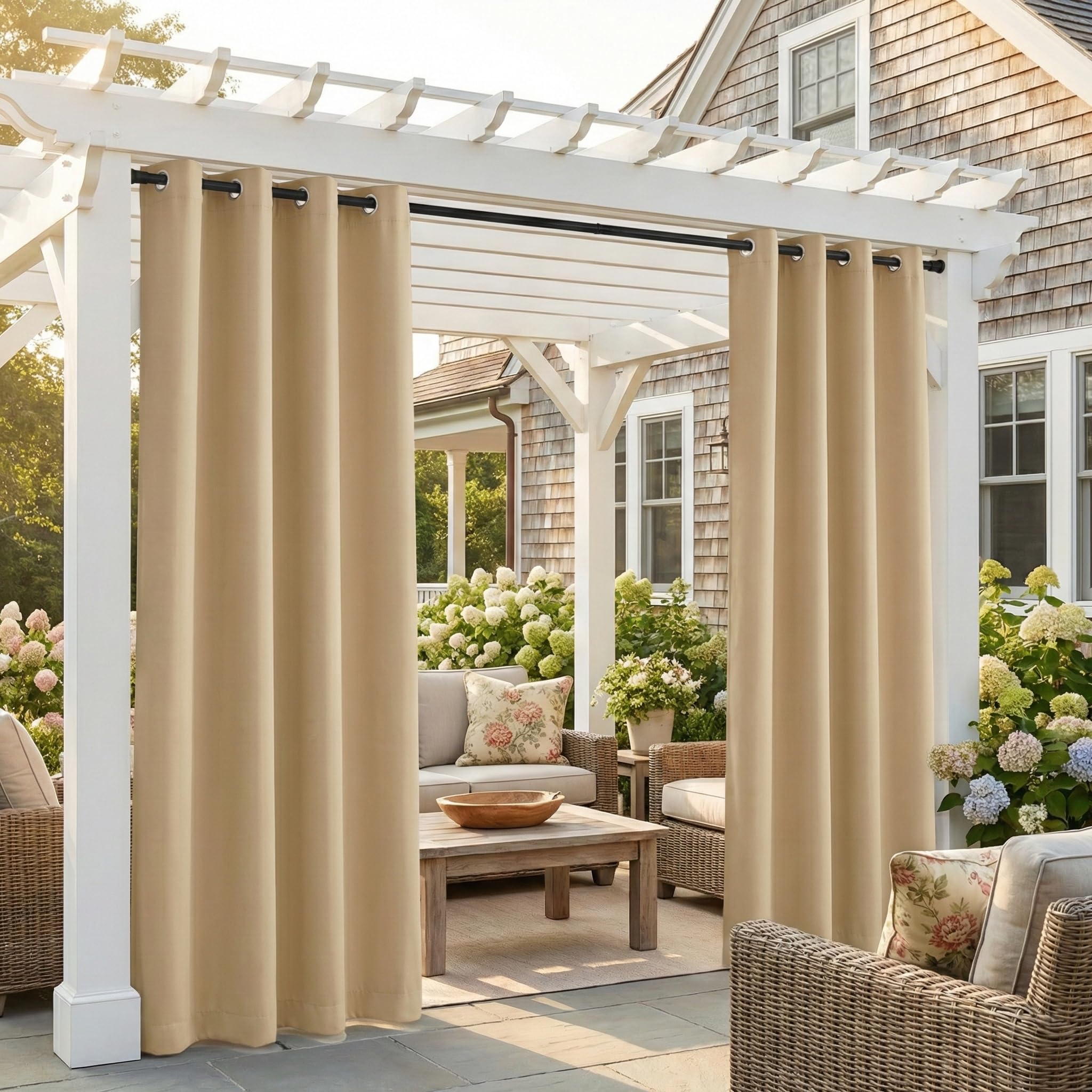NICETOWN Fade Resistant Outdoor Curtains for Patio 84 inch Long, Grade 4 Color Fastness Fade-Proof Waterproof Outside Curtains, Thermal UV Protection Sun Shades for Porch, W52 x L84, 2 Panels, Grey
