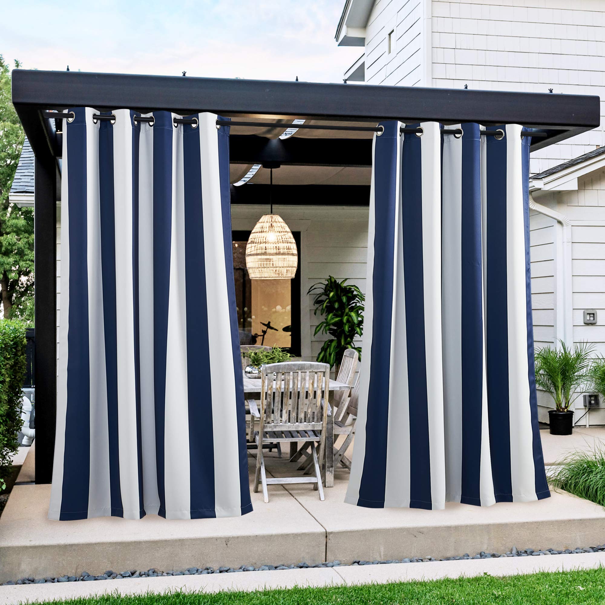 NICETOWN Fade Resistant Outdoor Curtains for Patio 84 inch Long, Grade 4 Color Fastness Fade-Proof Waterproof Outside Curtains, Thermal UV Protection Sun Shades for Porch, W52 x L84, 2 Panels, Grey