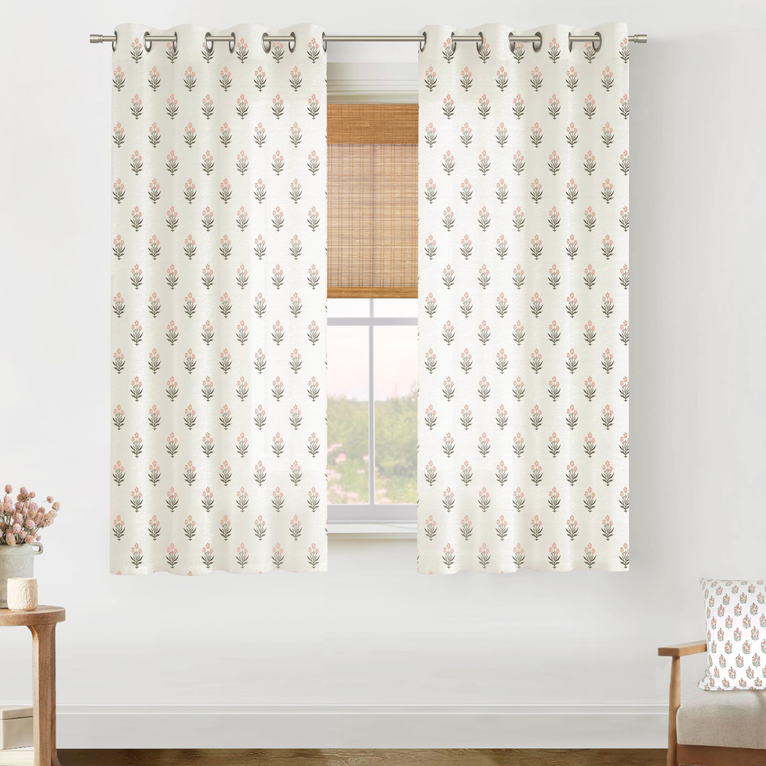 Vintage Patterned Curtains 96 Inches Long for Living Room 2 Panel Set,Pattern Sheer Floral Farmhouse Boho Hippie Aztec Fall Linen Decorative Curtains for Bedroom,Terra Cotta Rust Burnt Orange