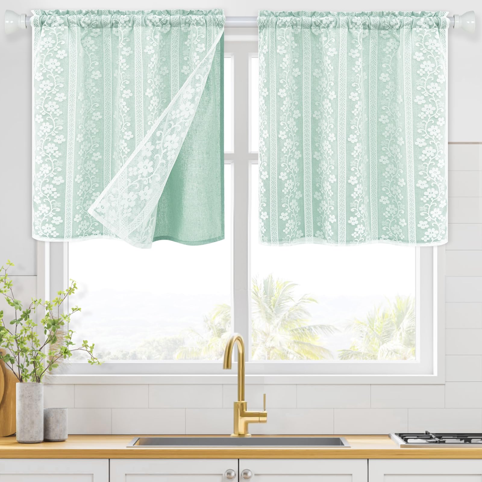 ASPMIZ Linen Curtains for Bedroom, Double Layered Boho Curtain for Living Room Farmhouse Curtain 84 Inch Length 2 Panels Set, Rustic Curtains & Drapes Rod Pocket with Tiebacks, 52 x 84 Inch, Beige