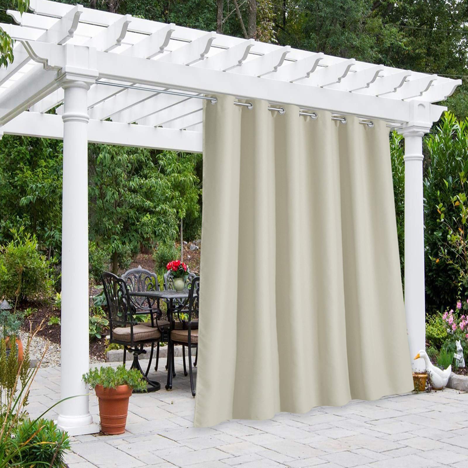 NICETOWN Fade Resistant Outdoor Curtains for Patio 84 inch Long, Grade 4 Color Fastness Fade-Proof Waterproof Outside Curtains, Thermal UV Protection Sun Shades for Porch, W52 x L84, 2 Panels, Grey
