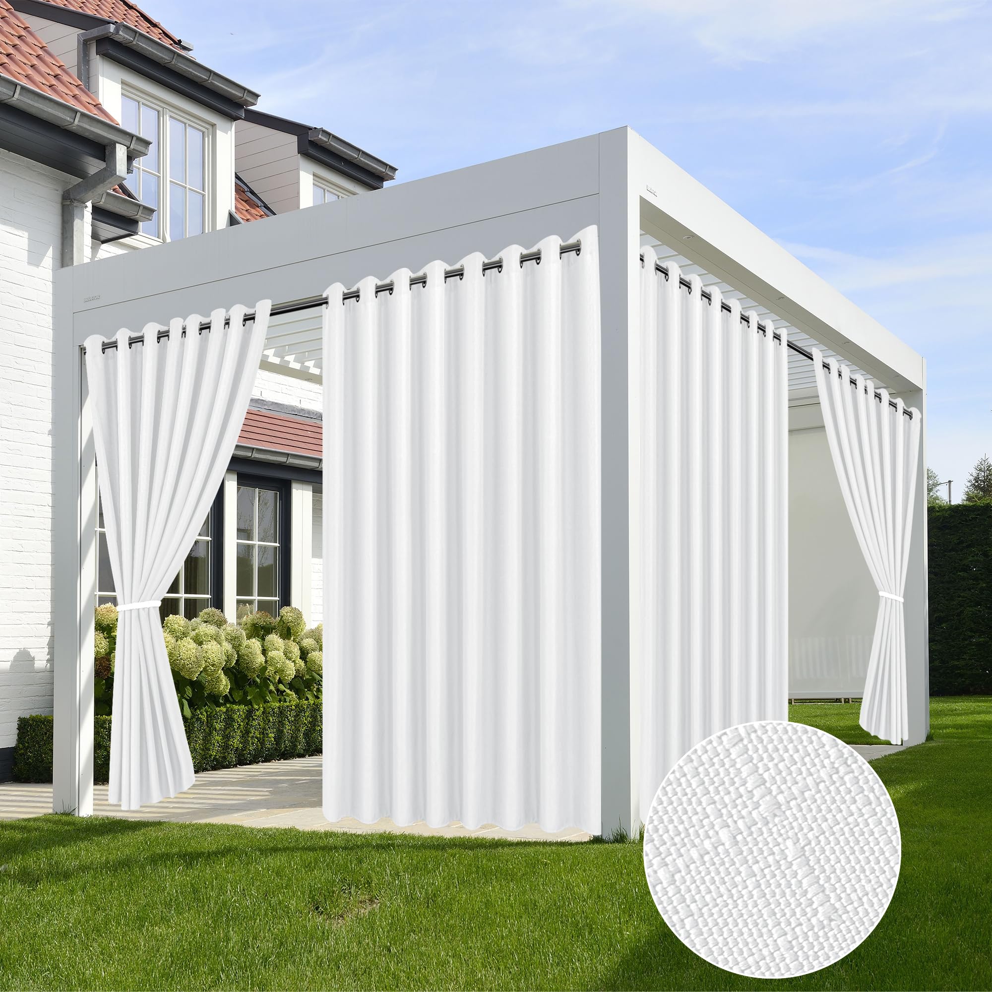 HolidayIdeas Outdoor Curtains for Patio Waterproof-4 Panels Linen Gazebo Curtains 54"x84"-Indoor/Outside Privacy Taupe Curtains Weatherproof Weighted for Pergola, Porch,Backyard,Living Room,Sunroom
