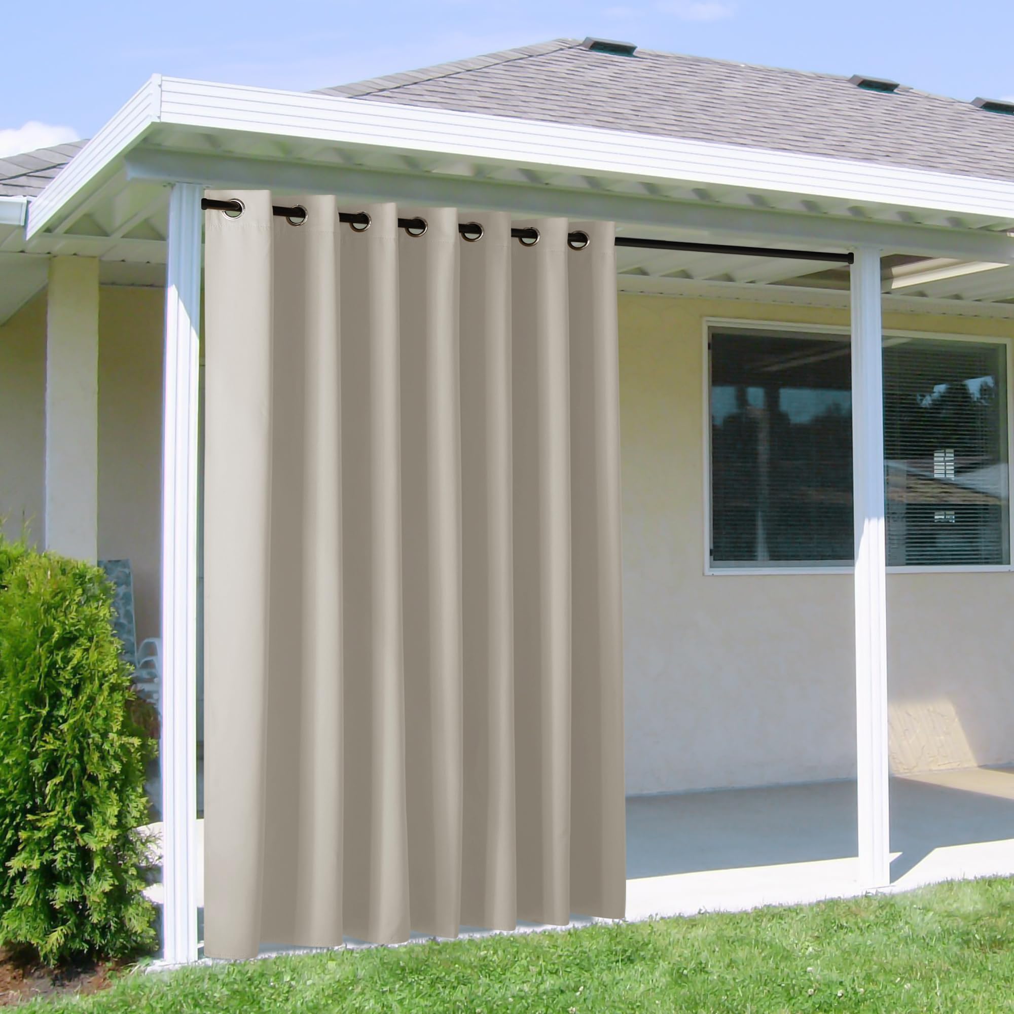 NICETOWN Fade Resistant Outdoor Curtains for Patio 84 inch Long, Grade 4 Color Fastness Fade-Proof Waterproof Outside Curtains, Thermal UV Protection Sun Shades for Porch, W52 x L84, 2 Panels, Grey