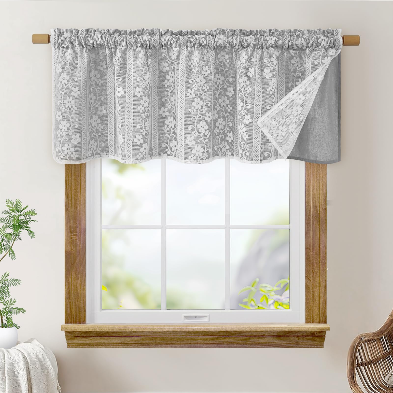 ASPMIZ Linen Curtains for Bedroom, Double Layered Boho Curtain for Living Room Farmhouse Curtain 84 Inch Length 2 Panels Set, Rustic Curtains & Drapes Rod Pocket with Tiebacks, 52 x 84 Inch, Beige