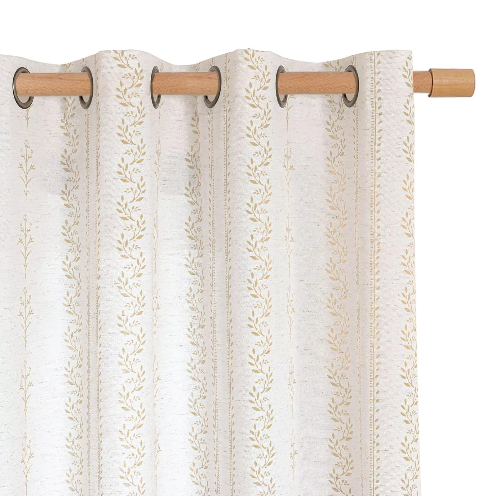BGment Short Boho Curtains Leaf Floral Print Cottage Core Botanical Curtains for Bedroom Light Filtering Curtain 54 Inch Long for Farmhouse Rustic, Each 52 Inch Wide, 2 Panels Set, Dark Grey
