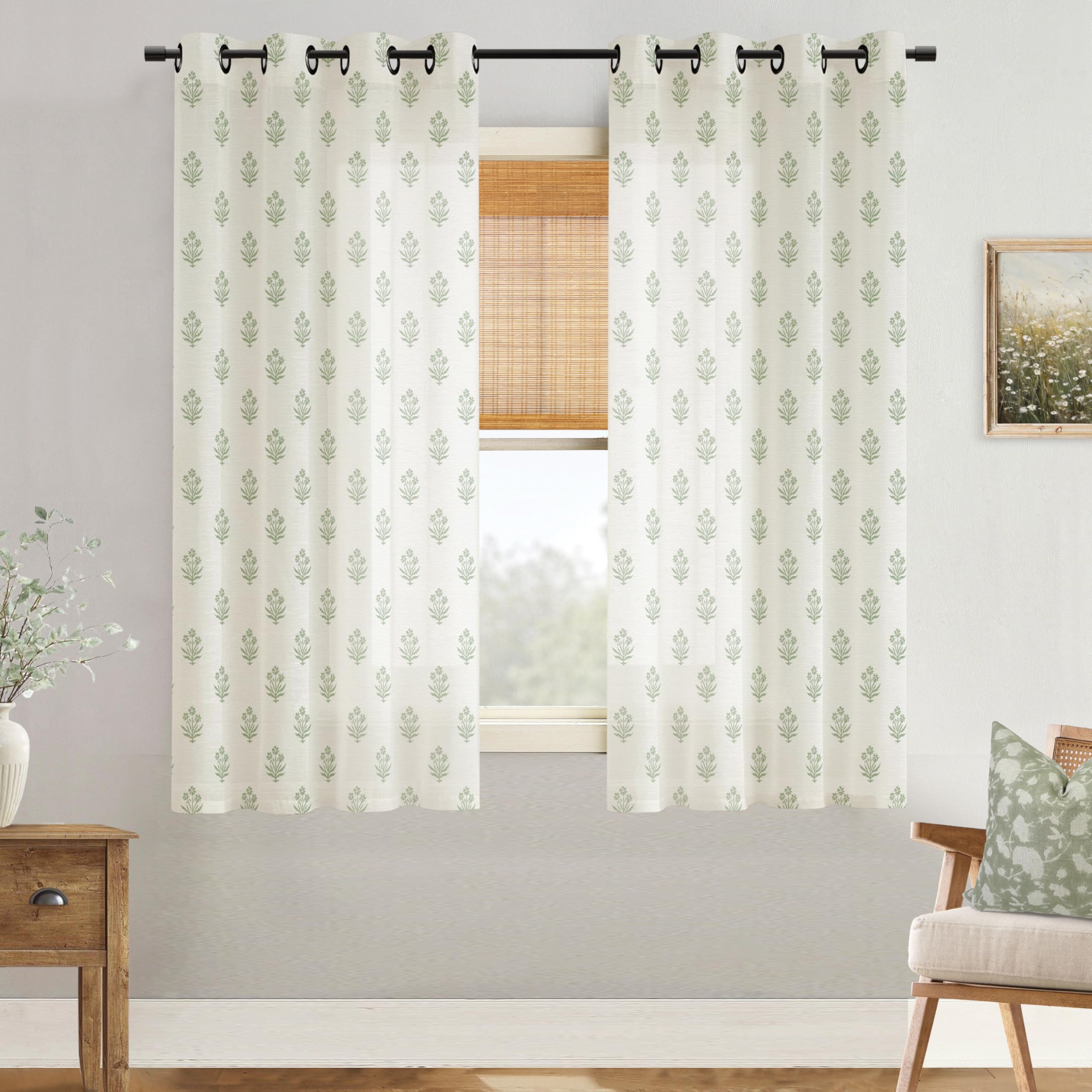 Vintage Patterned Curtains 96 Inches Long for Living Room 2 Panel Set,Pattern Sheer Floral Farmhouse Boho Hippie Aztec Fall Linen Decorative Curtains for Bedroom,Terra Cotta Rust Burnt Orange