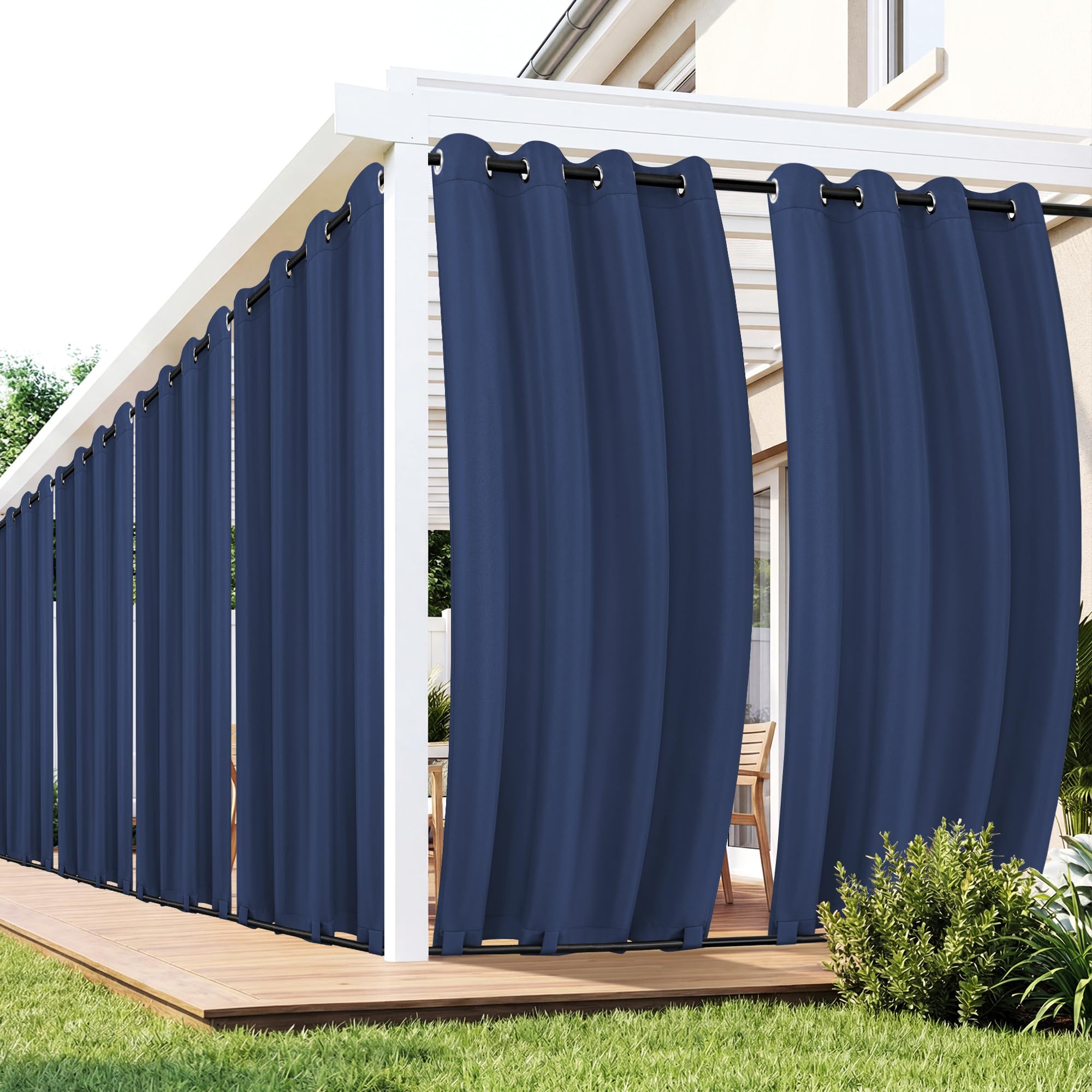 Outdoor Curtains for Patio Waterproof 6 Panels - Windproof, Privacy, Weatherproof Outside Drapes for Gazebo Pergola Porch, Grommet Top and Tab Bottom, 54x84 Inch, Cream