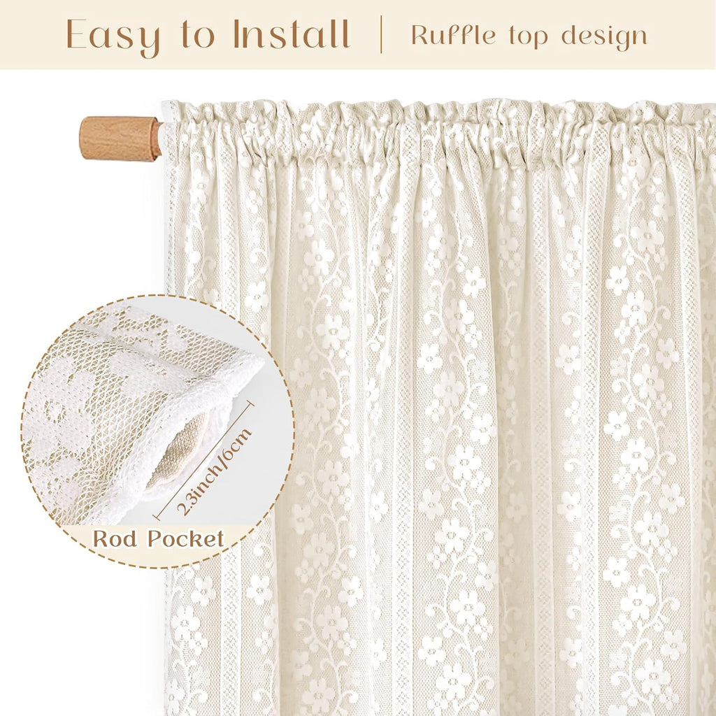 ASPMIZ Linen Curtains for Bedroom, Double Layered Boho Curtain for Living Room Farmhouse Curtain 84 Inch Length 2 Panels Set, Rustic Curtains & Drapes Rod Pocket with Tiebacks, 52 x 84 Inch, Beige