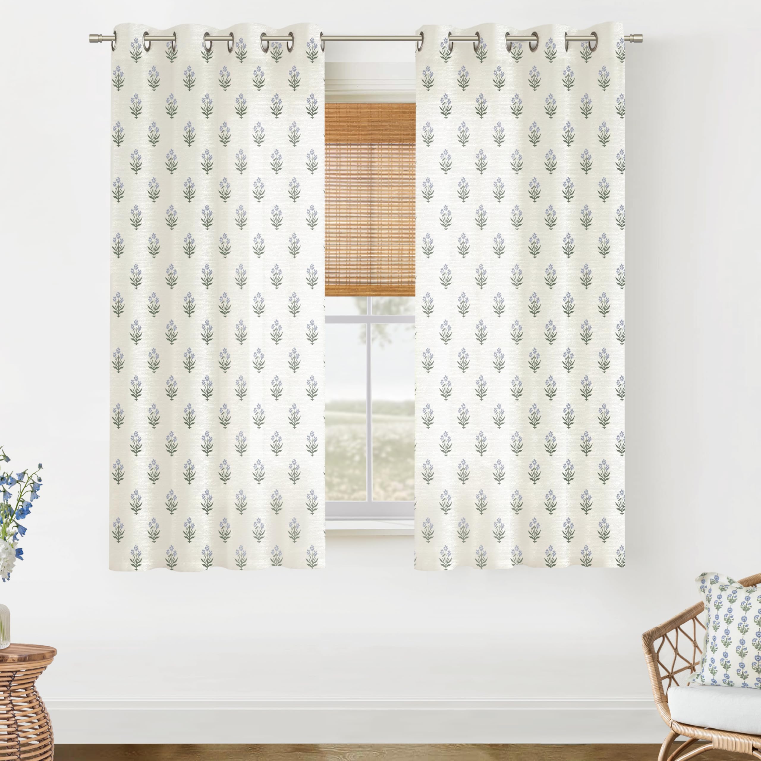 Vintage Patterned Curtains 96 Inches Long for Living Room 2 Panel Set,Pattern Sheer Floral Farmhouse Boho Hippie Aztec Fall Linen Decorative Curtains for Bedroom,Terra Cotta Rust Burnt Orange