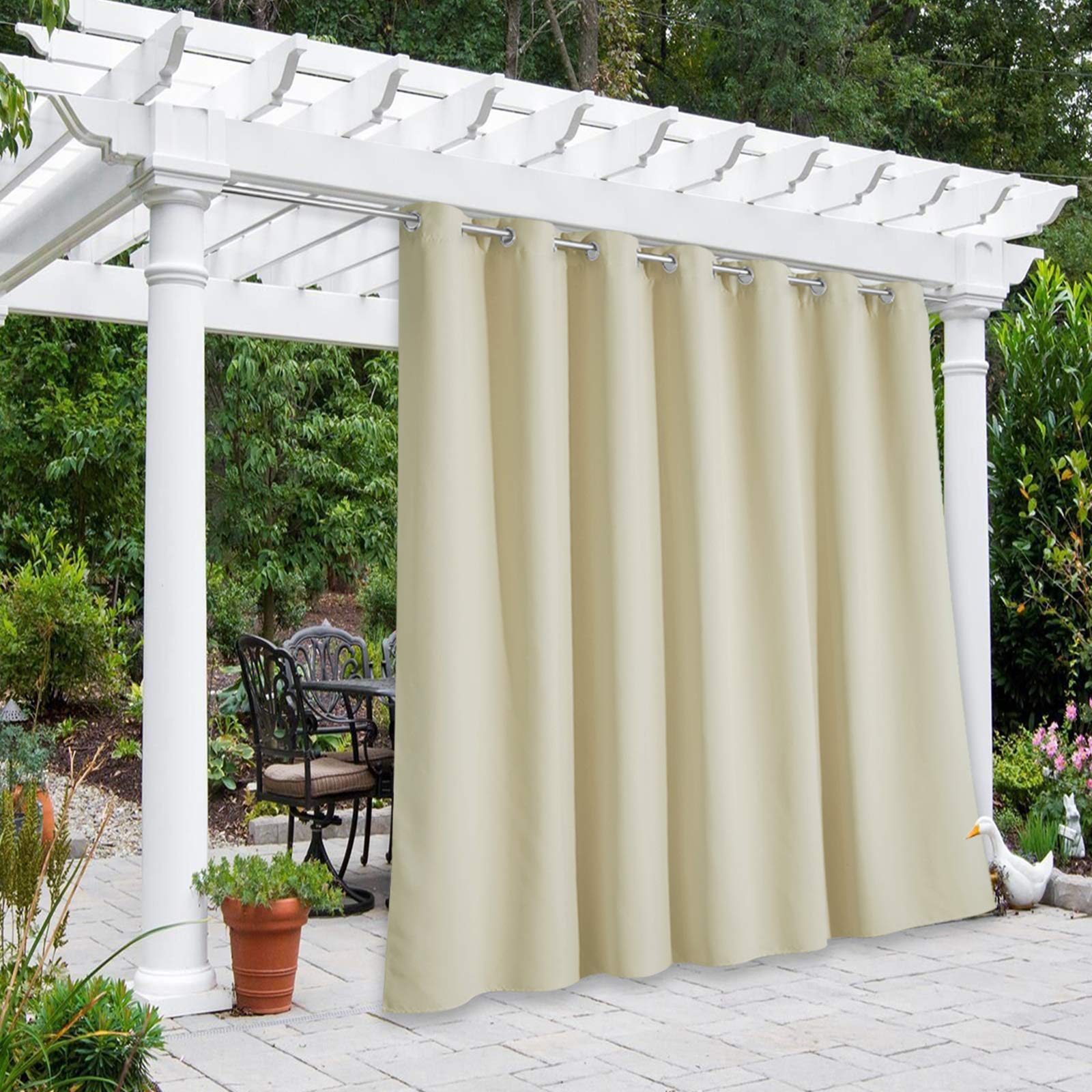 NICETOWN Fade Resistant Outdoor Curtains for Patio 84 inch Long, Grade 4 Color Fastness Fade-Proof Waterproof Outside Curtains, Thermal UV Protection Sun Shades for Porch, W52 x L84, 2 Panels, Grey