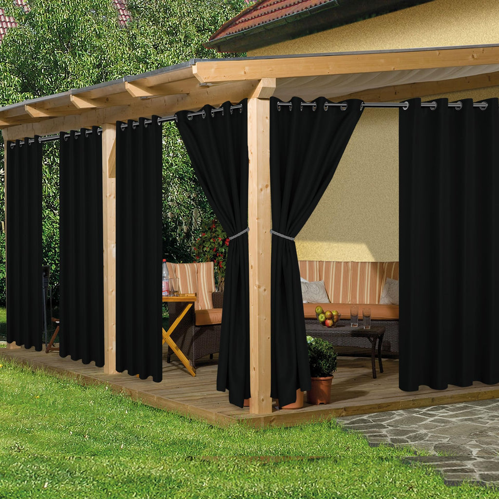 HolidayIdeas Outdoor Curtains for Patio Waterproof, 8 Panels - 54x84 Inches - Weatherproof Privacy Outsides Curtains for Cabana Porch Pergola, Sunlight & UV Blocking (Grey, Grommet Top)