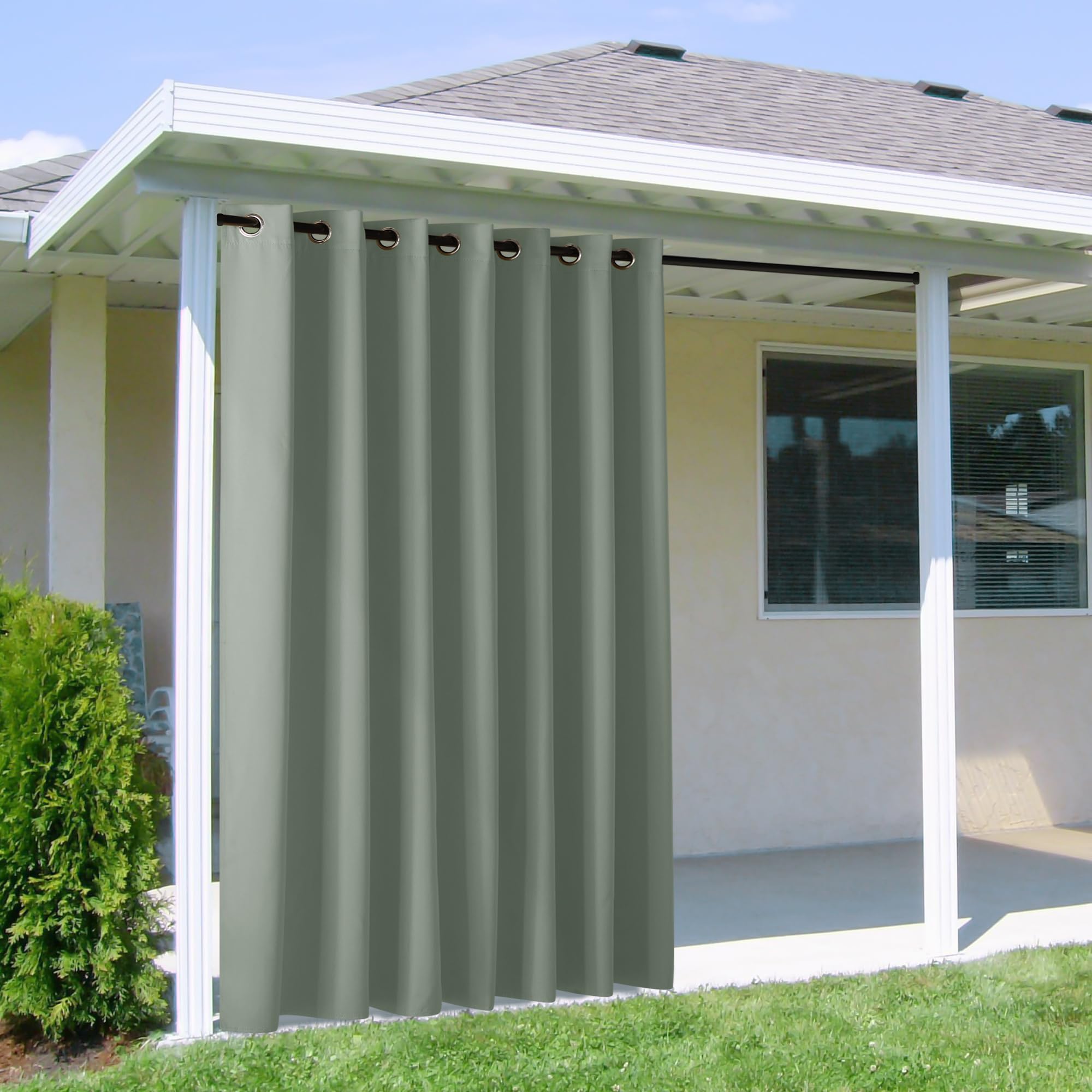 NICETOWN Fade Resistant Outdoor Curtains for Patio 84 inch Long, Grade 4 Color Fastness Fade-Proof Waterproof Outside Curtains, Thermal UV Protection Sun Shades for Porch, W52 x L84, 2 Panels, Grey