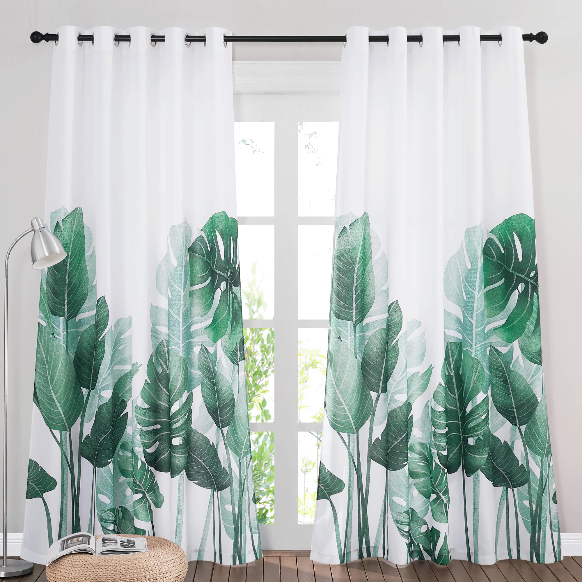 RYB HOME 2 Panels Fade Resistant Outdoor Curtains for Patio Waterproof Block Sunlight Thermal Insulated Privacy Thick Outside Curtains for Porch, Gazebo, Pergola, W52 x L96, Stone Blue