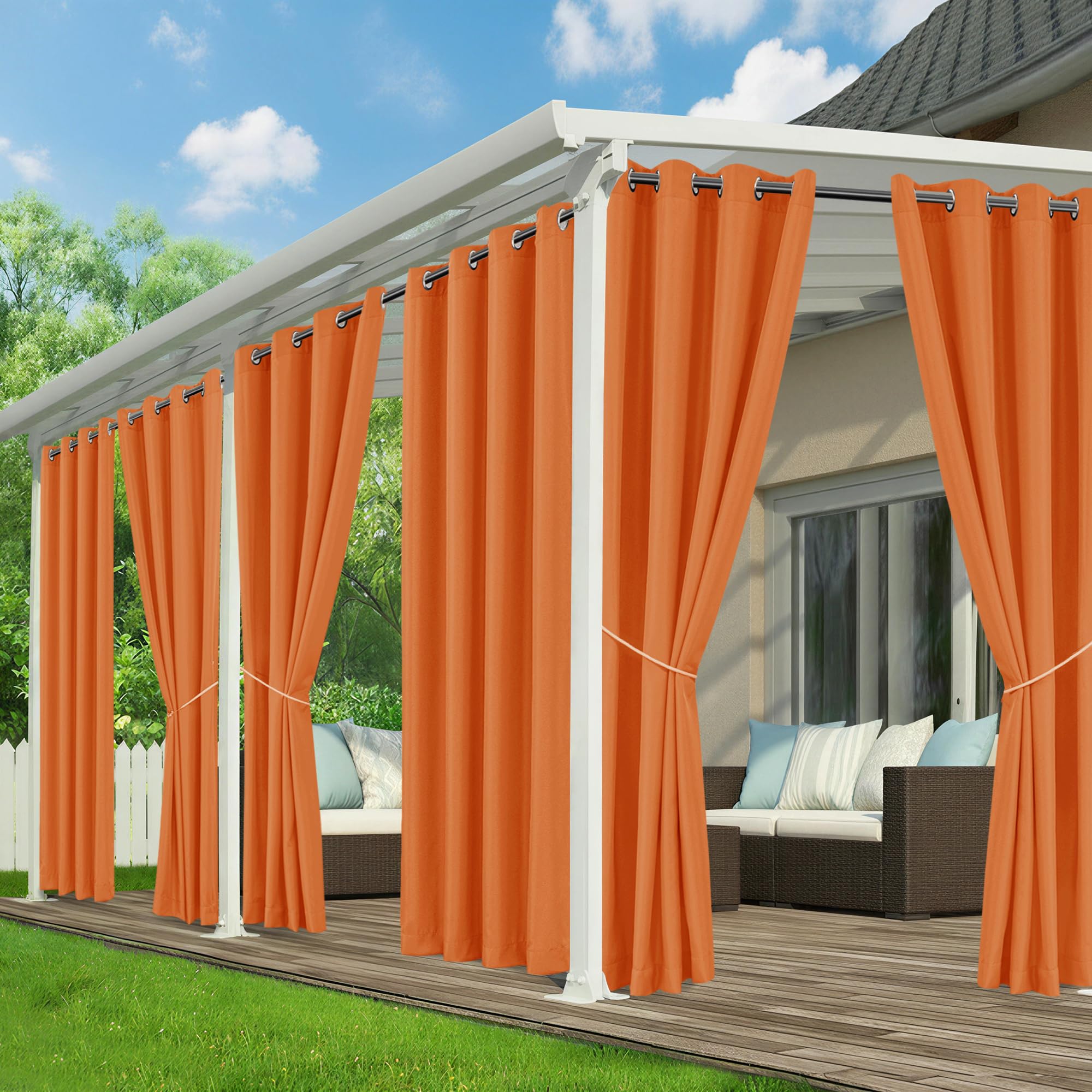 Outdoor Curtains for Patio Waterproof - 8 Panels Privacy Weatherproof Outside Curtains with Grommets for Pergola, Gazebo, Porch, Cabana, Balcony, 54 x 84 Inch, Cream