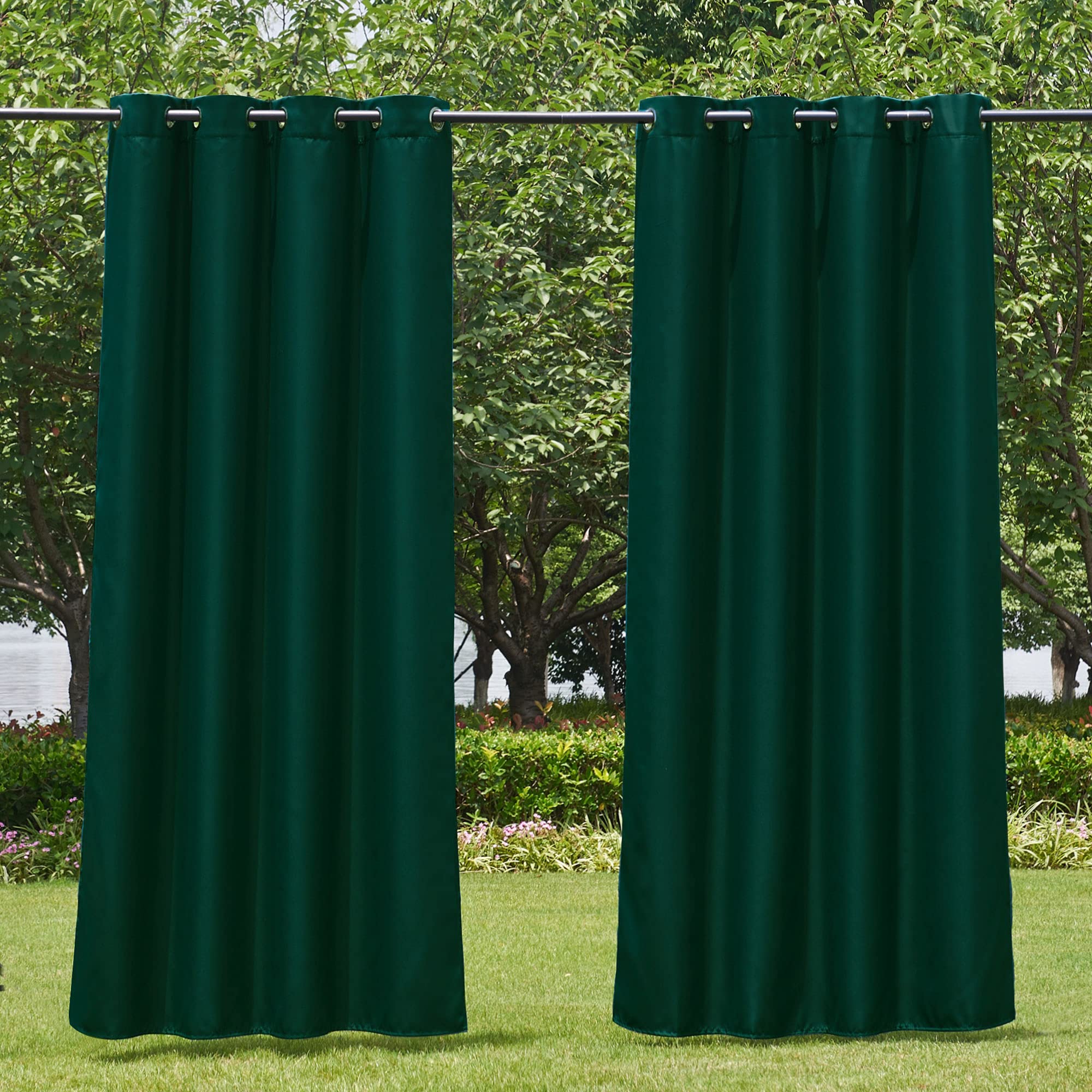 NICETOWN Fade Resistant Outdoor Curtains for Patio 84 inch Long, Grade 4 Color Fastness Fade-Proof Waterproof Outside Curtains, Thermal UV Protection Sun Shades for Porch, W52 x L84, 2 Panels, Grey