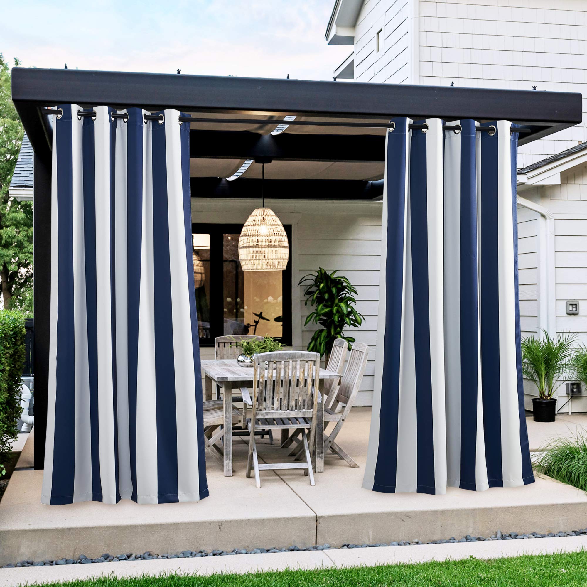 NICETOWN Fade Resistant Outdoor Curtains for Patio 84 inch Long, Grade 4 Color Fastness Fade-Proof Waterproof Outside Curtains, Thermal UV Protection Sun Shades for Porch, W52 x L84, 2 Panels, Grey