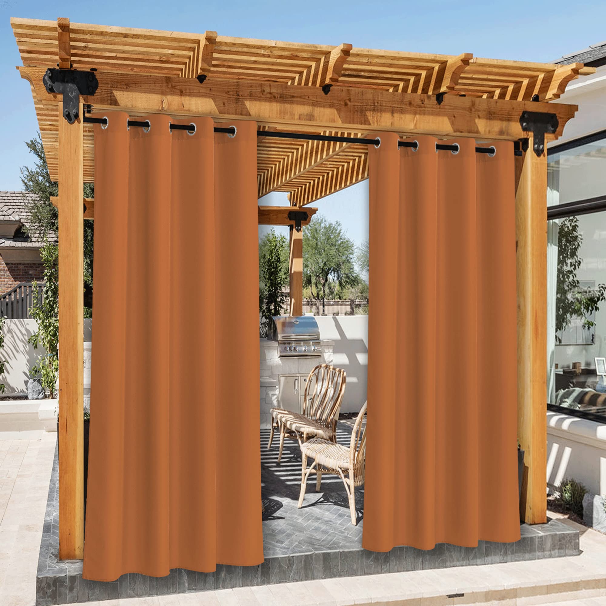 NICETOWN Fade Resistant Outdoor Curtains for Patio 84 inch Long, Grade 4 Color Fastness Fade-Proof Waterproof Outside Curtains, Thermal UV Protection Sun Shades for Porch, W52 x L84, 2 Panels, Grey