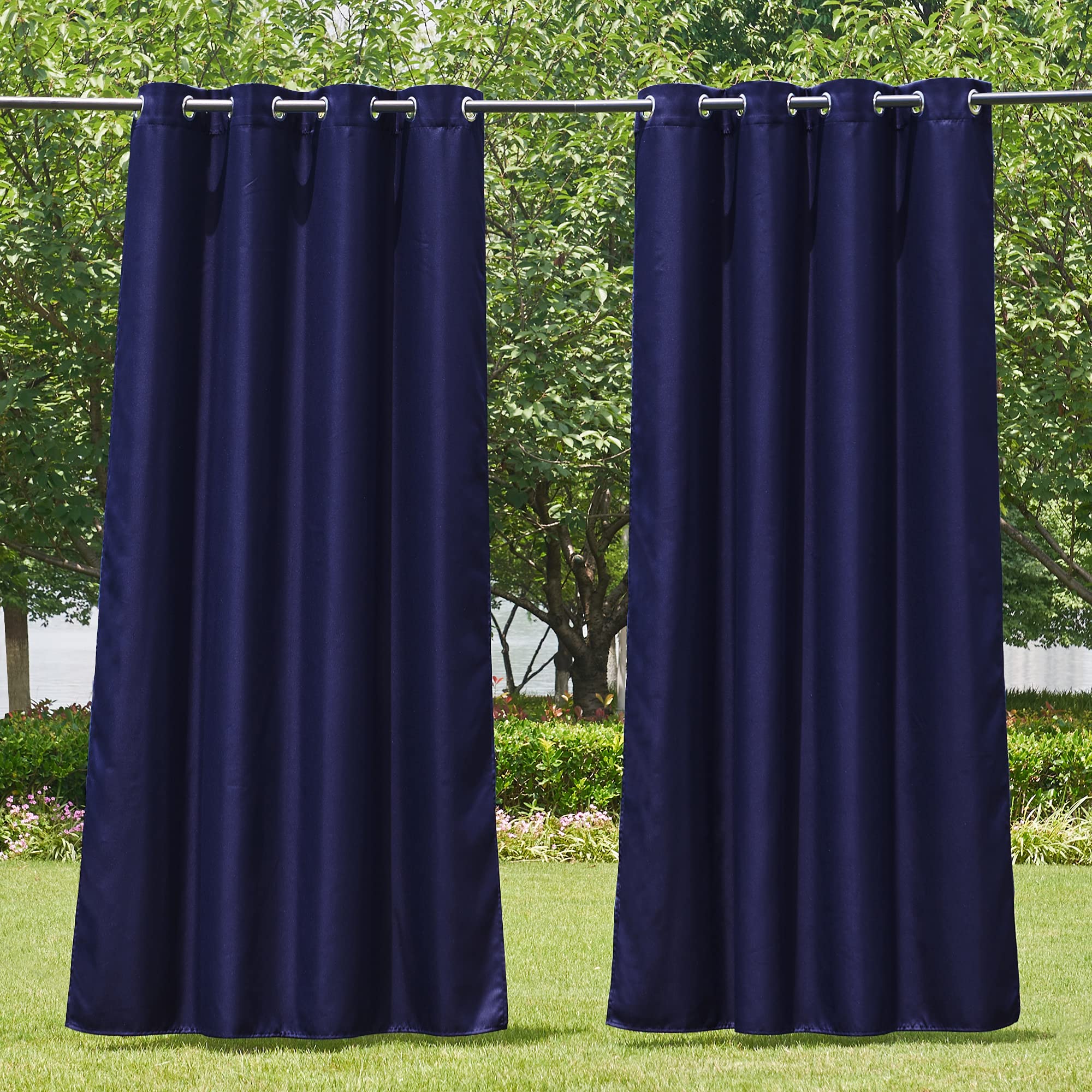 NICETOWN Fade Resistant Outdoor Curtains for Patio 84 inch Long, Grade 4 Color Fastness Fade-Proof Waterproof Outside Curtains, Thermal UV Protection Sun Shades for Porch, W52 x L84, 2 Panels, Grey
