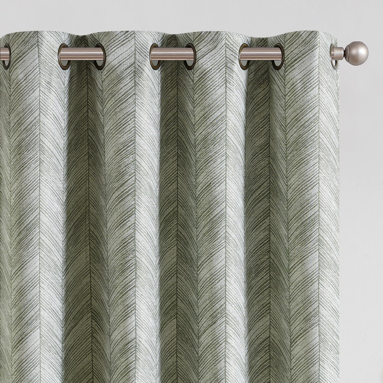 jinchan Blue Printed Curtains 63 Inch Length for Living Room Grommet Jacquard Curtains with Herringbone Pattern Modern Room Darkening Drapes Bedroom Window Curtain Set 2 Panels