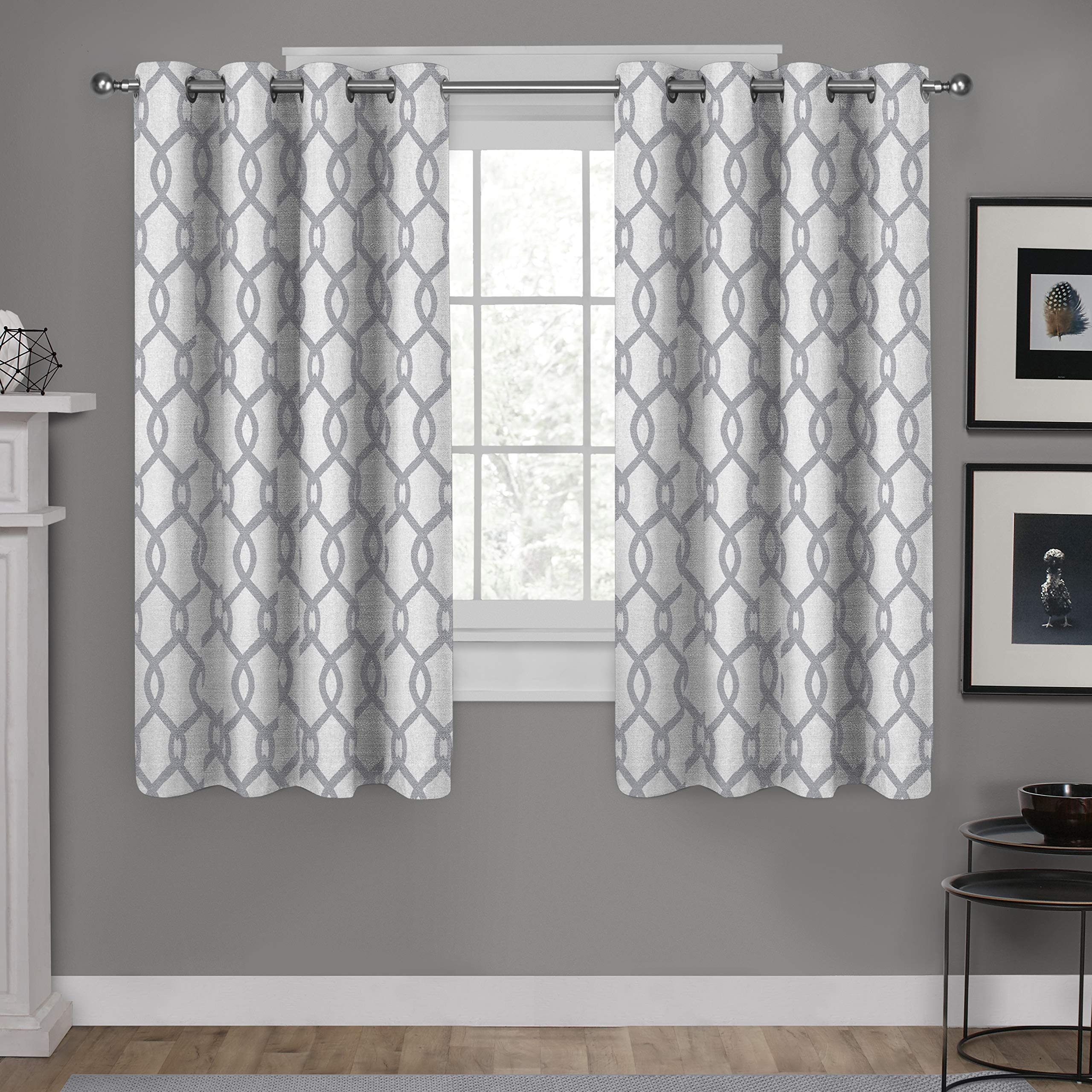 EXCLUSIVE HOME Kochi Light Filtering Linen Blend Grommet Top Curtain Panel Pair, 54"x84", Teal