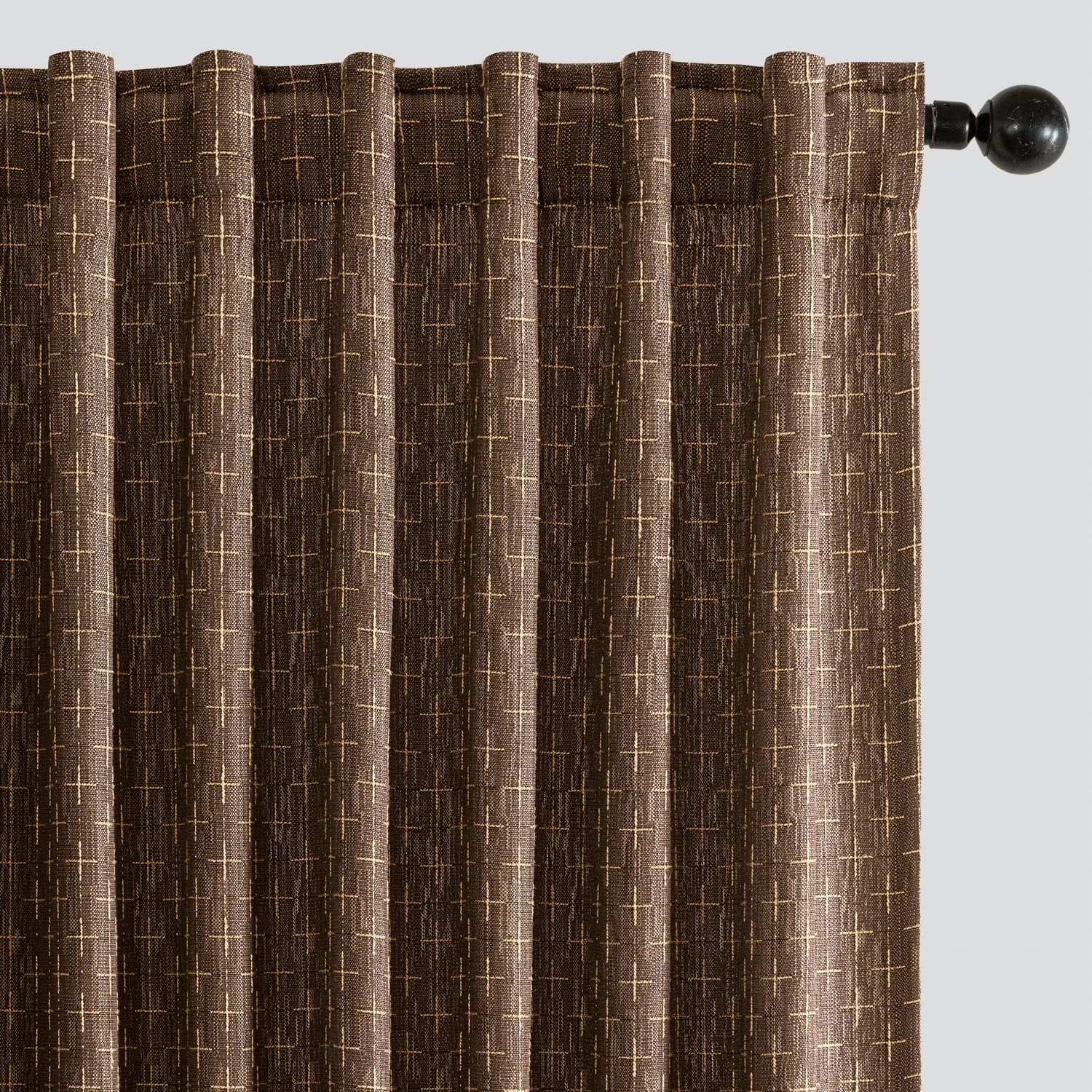 MIULEE Decorative Back Tab Linen Curtains with Geometric Pattern for Living Room Bedroom Farmhouse Rustic Thick Woven Textured Patterned Mudcloth Drapes 84 Inches Long 2 Panels Set, Beige