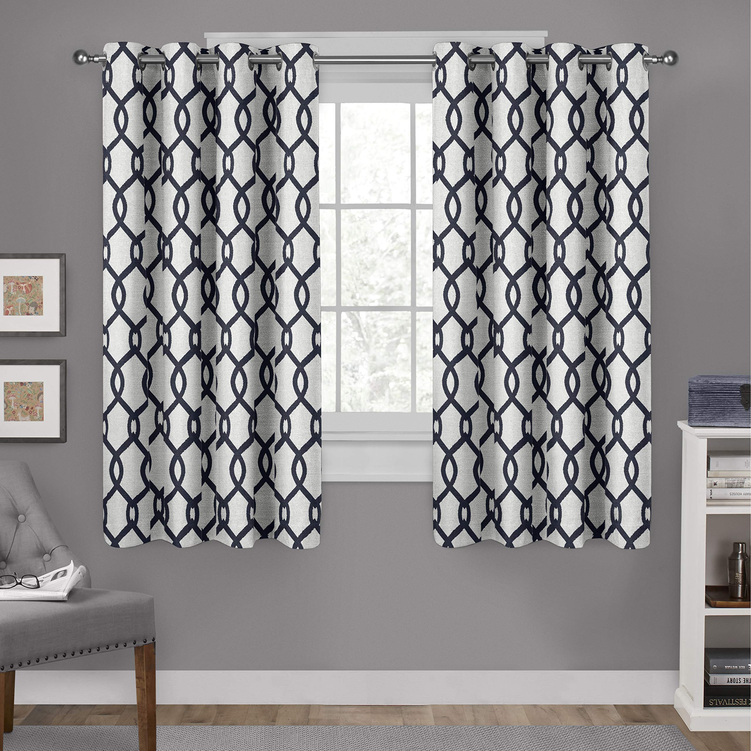 EXCLUSIVE HOME Kochi Light Filtering Linen Blend Grommet Top Curtain Panel Pair, 54"x84", Teal