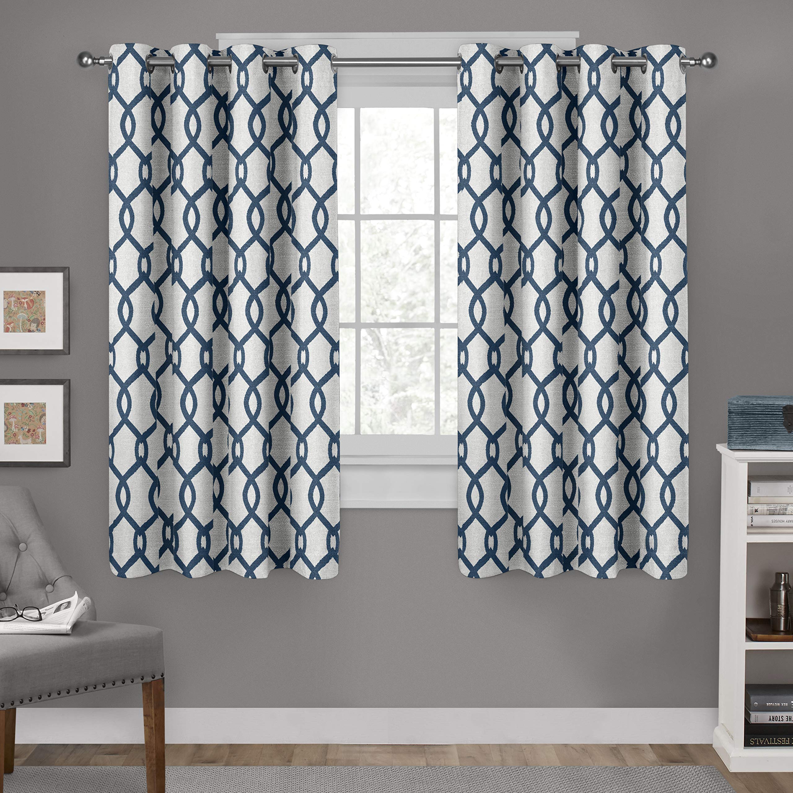 EXCLUSIVE HOME Kochi Light Filtering Linen Blend Grommet Top Curtain Panel Pair, 54"x84", Teal