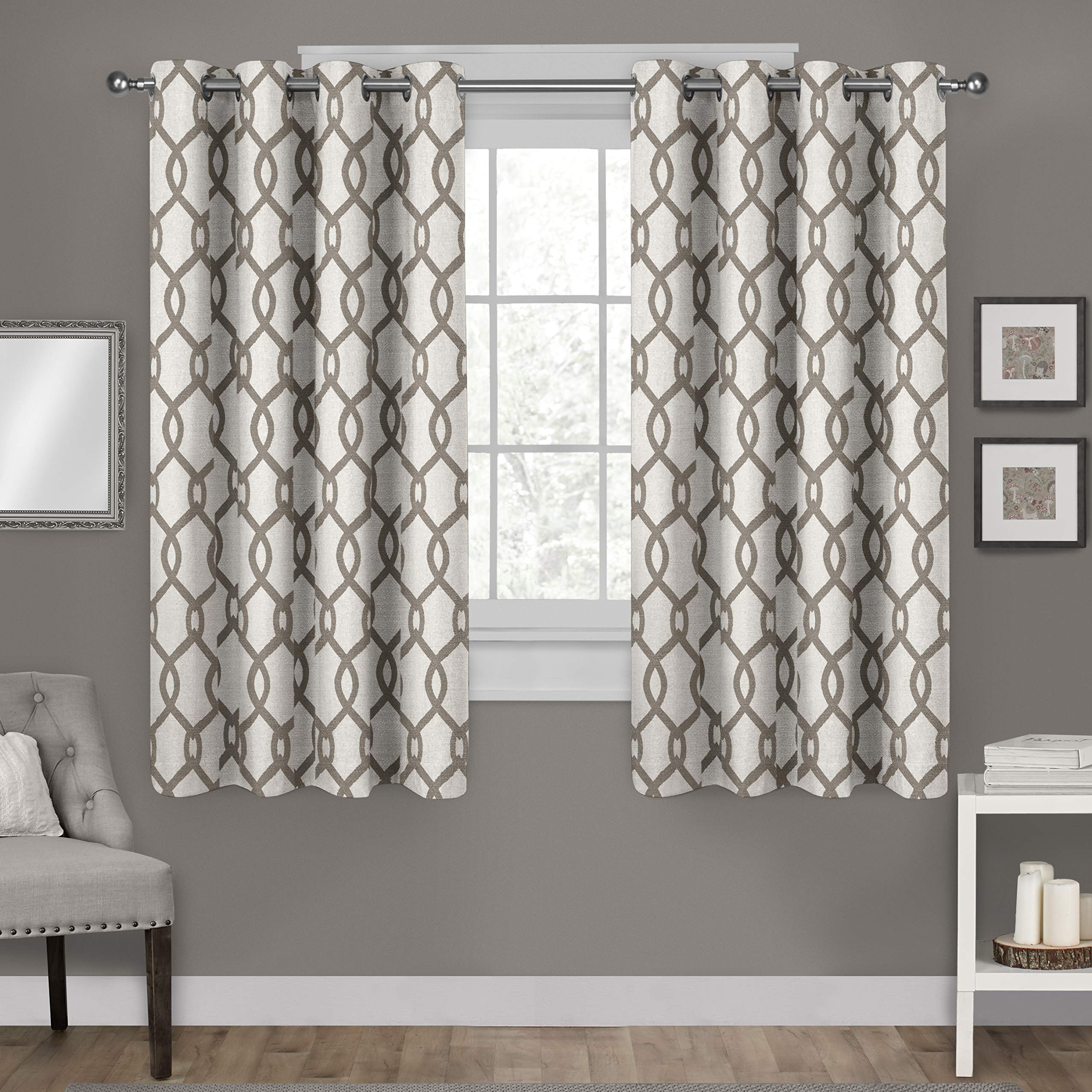 EXCLUSIVE HOME Kochi Light Filtering Linen Blend Grommet Top Curtain Panel Pair, 54"x84", Teal