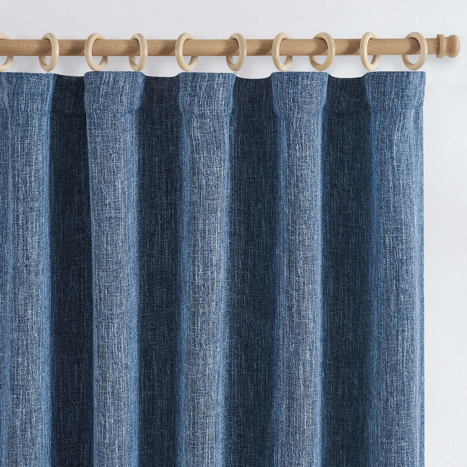 jinchan Blue Printed Curtains 63 Inch Length for Living Room Grommet Jacquard Curtains with Herringbone Pattern Modern Room Darkening Drapes Bedroom Window Curtain Set 2 Panels