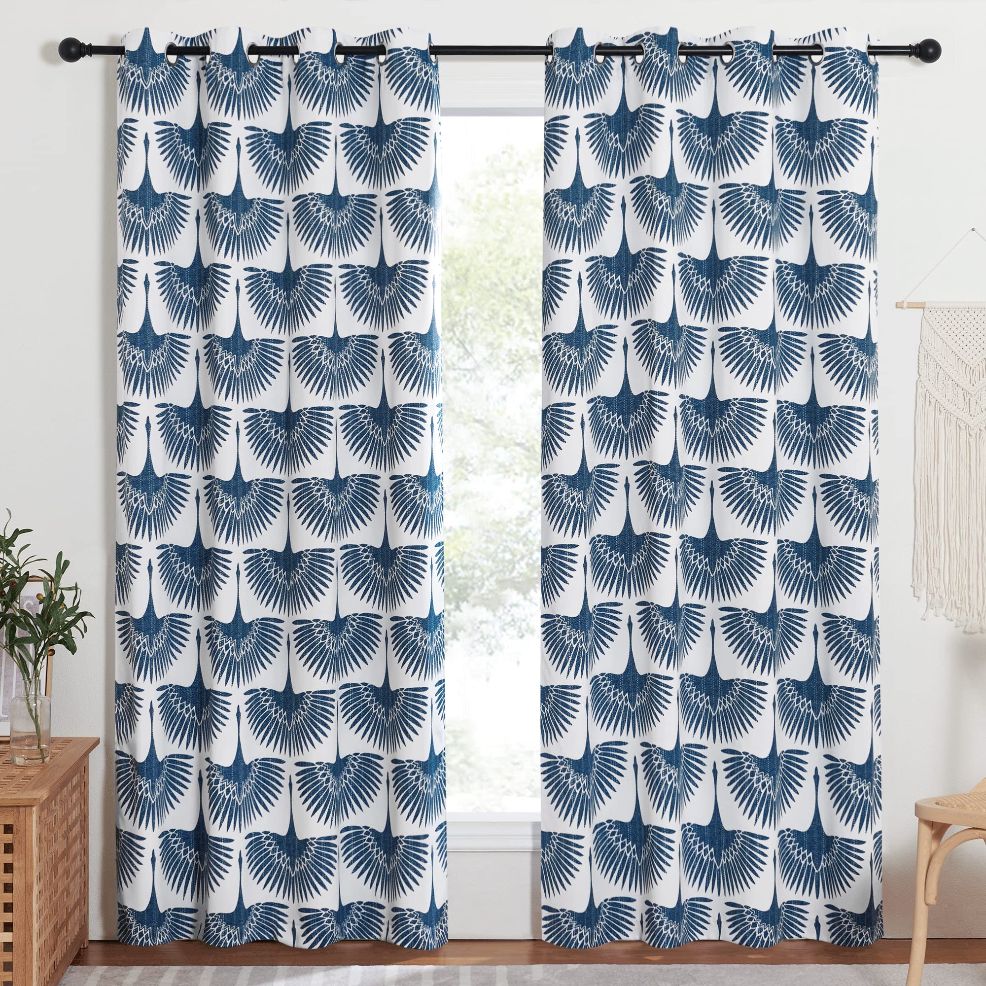 KGORGE Natural Linen Curtains - Semi Sheer Curtains 84 inches Long Geometric Print Window Decor Privacy Protect Light Filtering Drapes for Bedroom Office Basement, 2 Panels, Taupe
