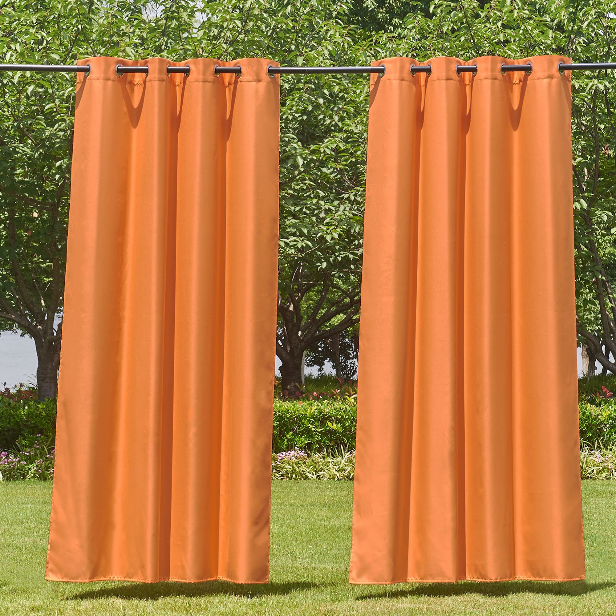 NICETOWN Fade Resistant Outdoor Curtains for Patio 84 inch Long, Grade 4 Color Fastness Fade-Proof Waterproof Outside Curtains, Thermal UV Protection Sun Shades for Porch, W52 x L84, 2 Panels, Grey