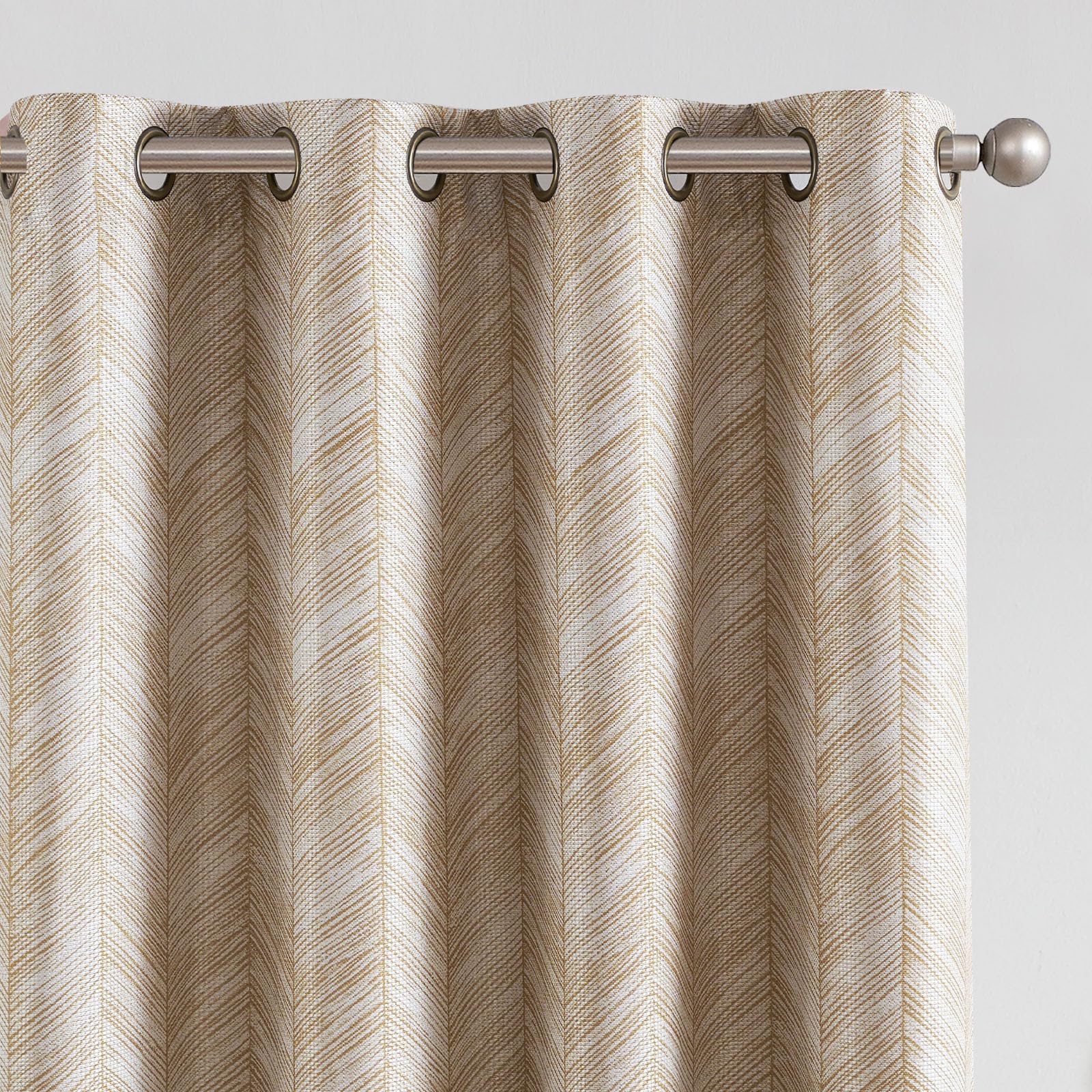 jinchan Blue Printed Curtains 63 Inch Length for Living Room Grommet Jacquard Curtains with Herringbone Pattern Modern Room Darkening Drapes Bedroom Window Curtain Set 2 Panels
