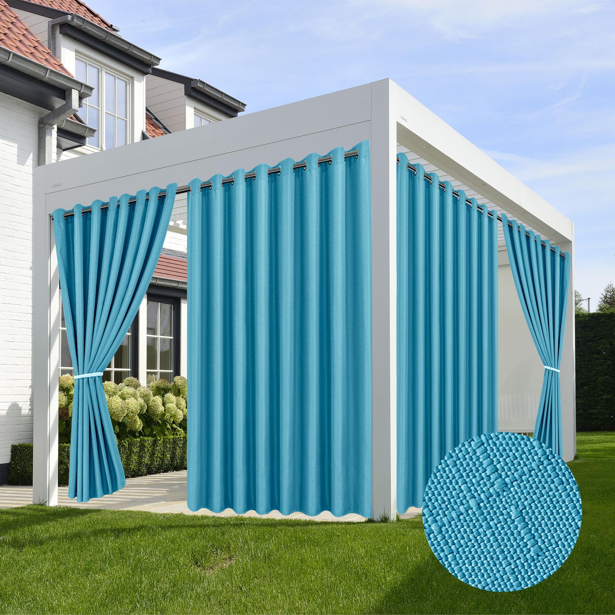 HolidayIdeas Outdoor Curtains for Patio Waterproof-4 Panels Linen Gazebo Curtains 54"x84"-Indoor/Outside Privacy Taupe Curtains Weatherproof Weighted for Pergola, Porch,Backyard,Living Room,Sunroom