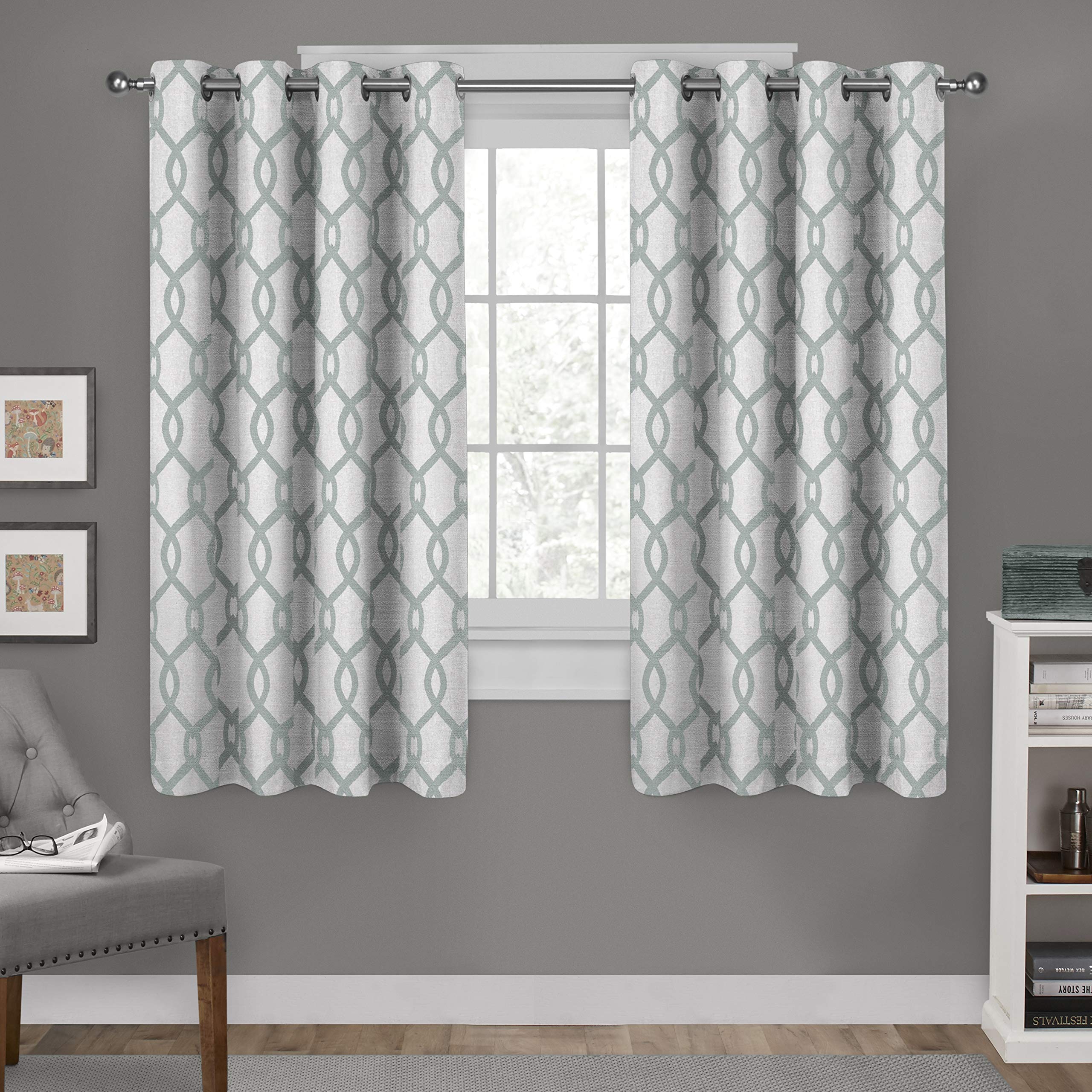 EXCLUSIVE HOME Kochi Light Filtering Linen Blend Grommet Top Curtain Panel Pair, 54"x84", Teal