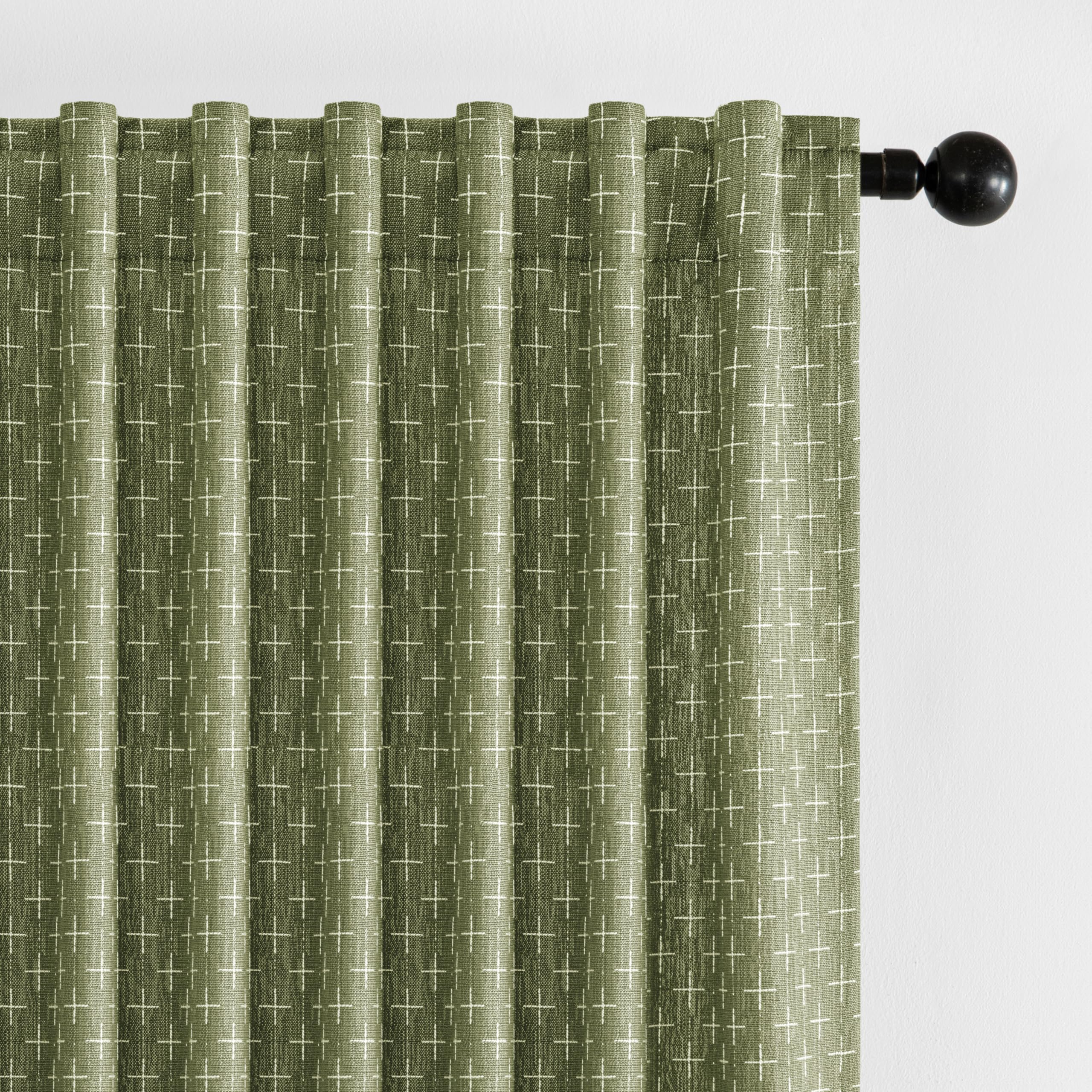 MIULEE Decorative Back Tab Linen Curtains with Geometric Pattern for Living Room Bedroom Farmhouse Rustic Thick Woven Textured Patterned Mudcloth Drapes 84 Inches Long 2 Panels Set, Beige