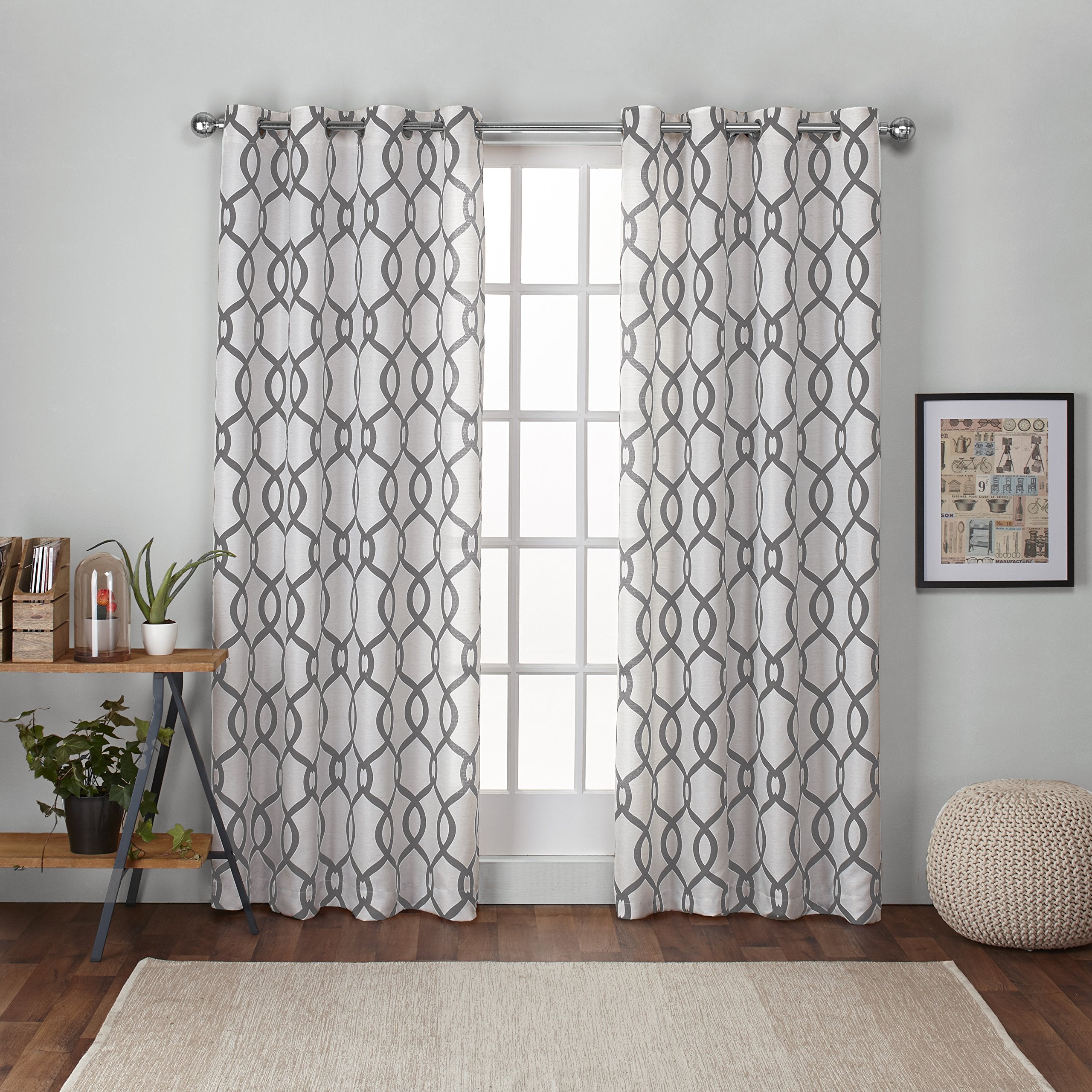 EXCLUSIVE HOME Kochi Light Filtering Linen Blend Grommet Top Curtain Panel Pair, 54"x84", Teal